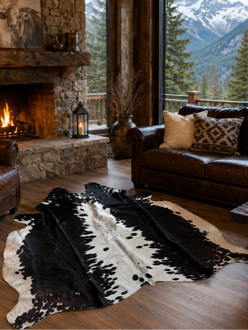 Black and White Cowhide Area Rug - hair on hide NWT